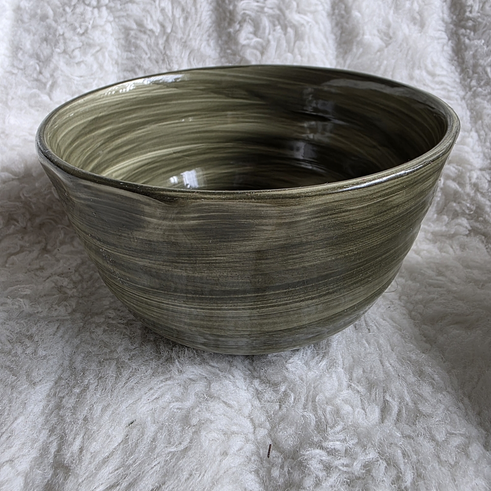 Mulberry Swirled Green Ceramic Bowl Set Of 3
